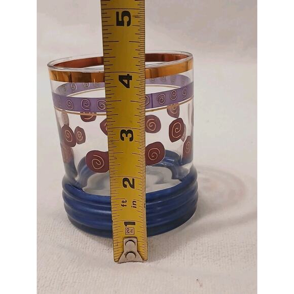 Sakura Sango Sue Zipkin Tumbler Drink Glass Blue Gold Cocktail Party Art Deco - Picture 9 of 15